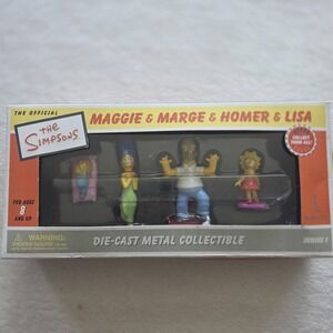 Simpsons Vintage 2002 Die-Cast Metal Series 1 Maggie Marge Homer Lisa Figure Set